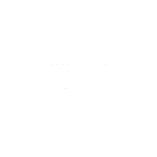 Person kayaking under the sun icon.