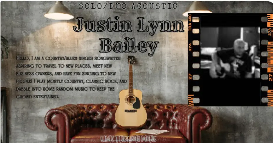 Acoustic guitar and couch promotional poster