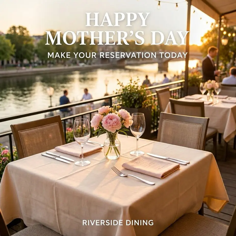 Riverside dining table set for Mother's Day